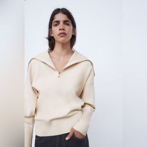 Zara Knit Sweatshirt With Zipper (versatile neckline)